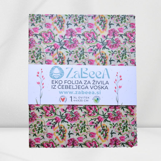 XL eko OVITEK za živila: Roza cvetki