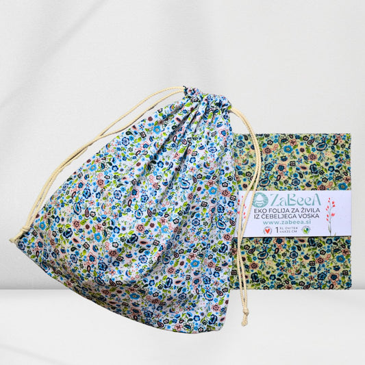 SET ZA KRUH modri vzorci: XL OVITEK in VREČA