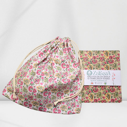 SET ZA KRUH roza cvetki: XL OVITEK in VREČA